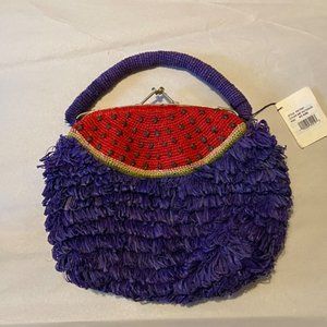 Vintage Jamin Puech Paris Sandia Bicolor Raffia Bag